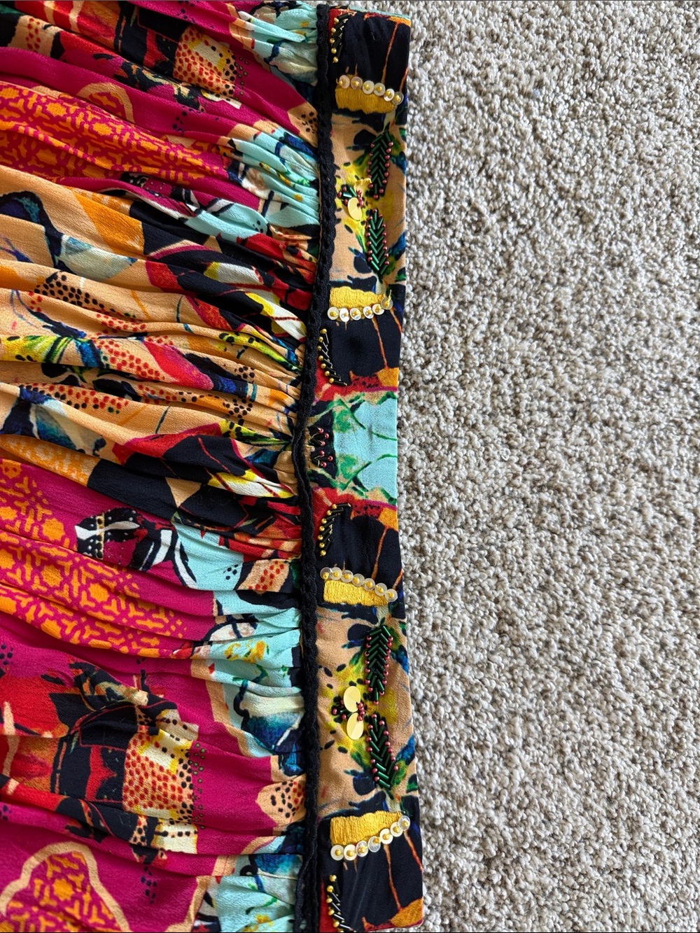 Vibrant Fuchsia Floral High-Low Maxi Skirt - Picture 2 of 2
